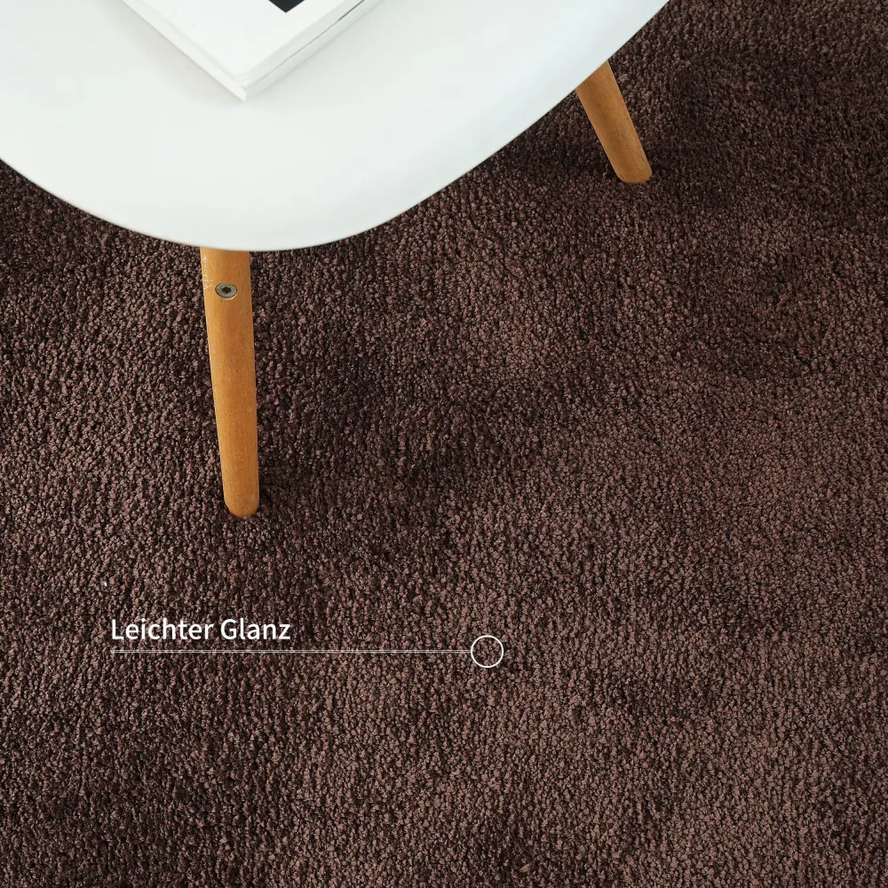 Covor cu fire înalte Halrum foarte pufos oval maro 100x150 cm