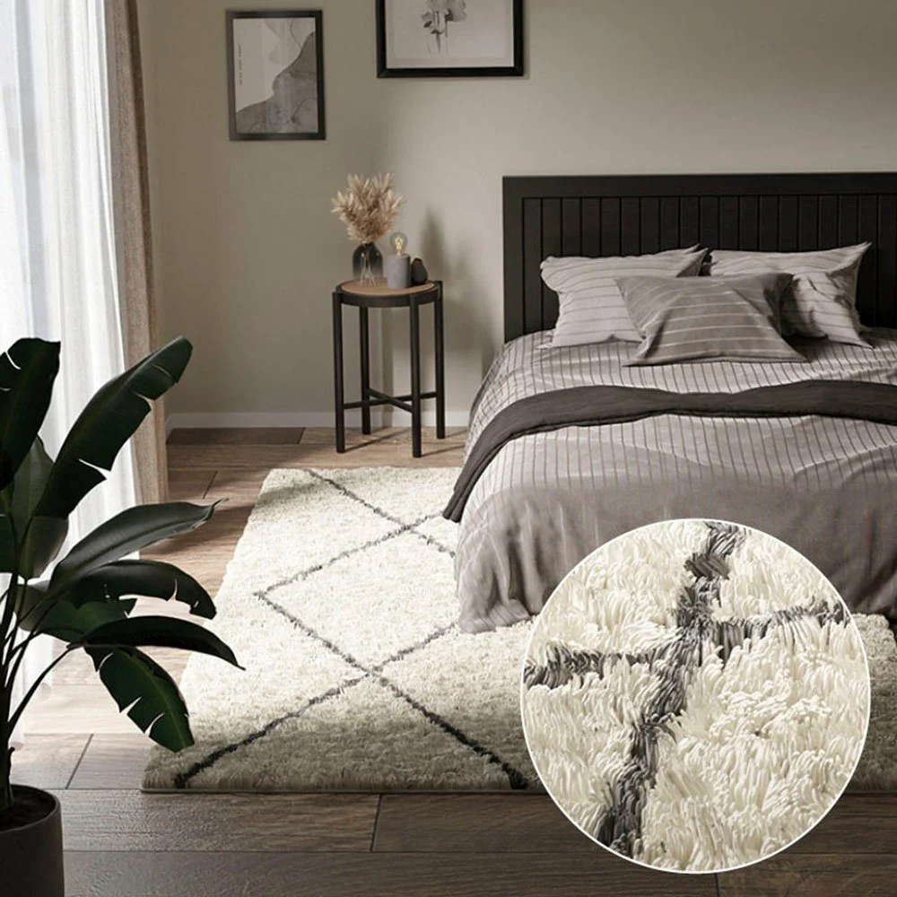 Covor cu fire înalte »My Shaggy Raute«, design scandi 60x90 cm