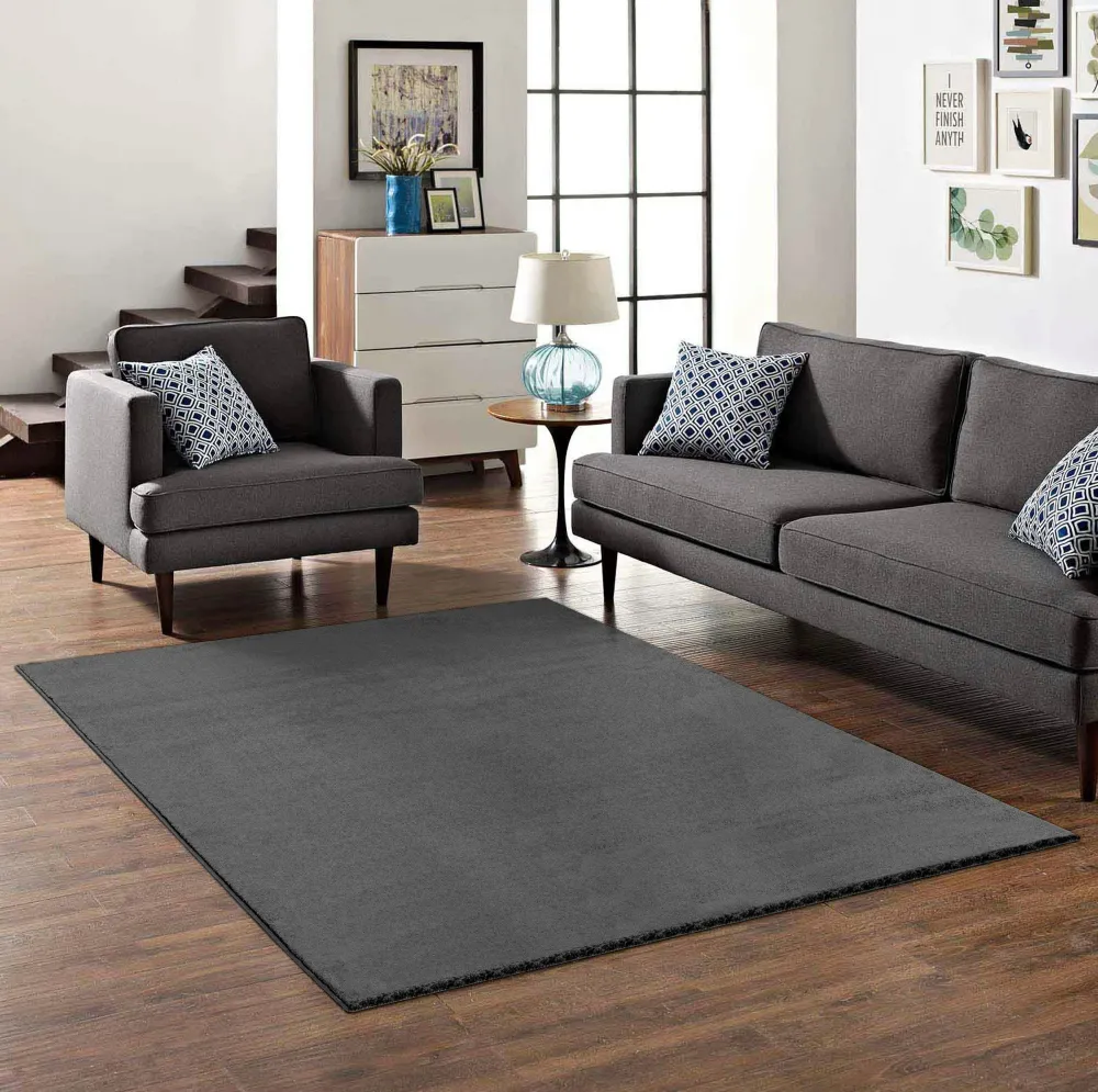 Covor Granada culoare gri închis cu fire scurte, 60x90 cm