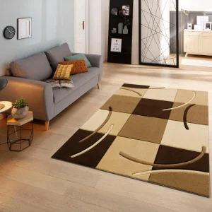 Covor »Kjer« cu model geometric 3D maro, 160x230 cm
