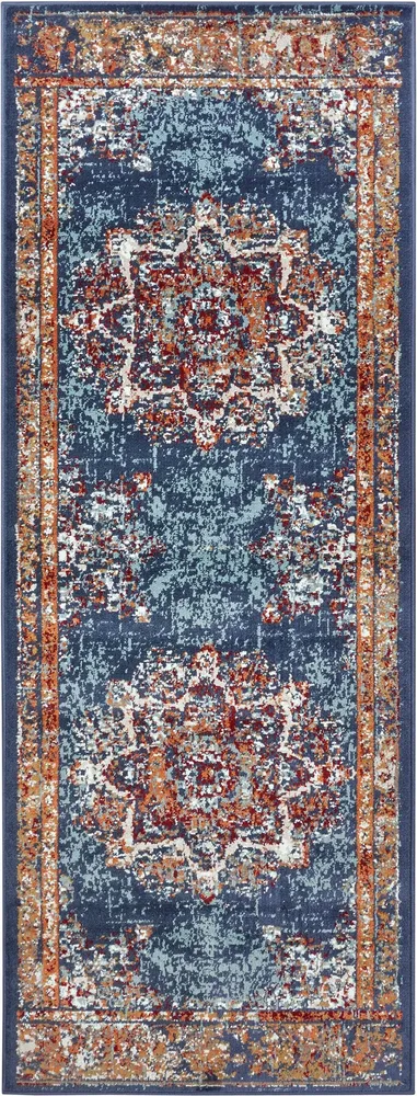 Covor »Maderno« cu design oriental albastru, fire scurte 80x240 cm