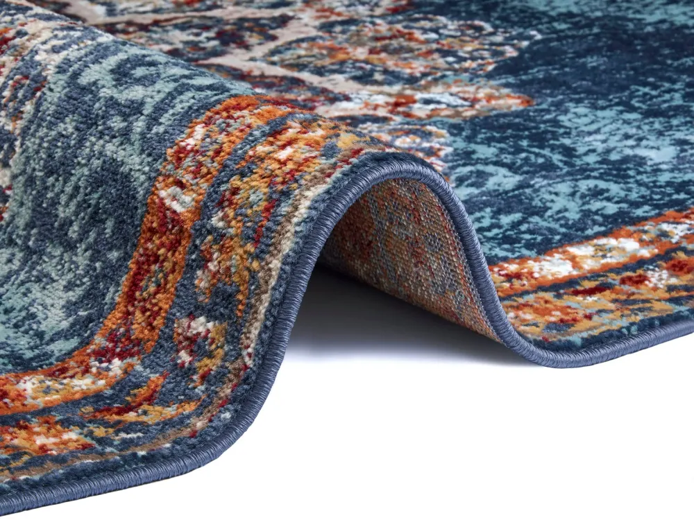Covor »Maderno« cu design oriental albastru, fire scurte 80x240 cm