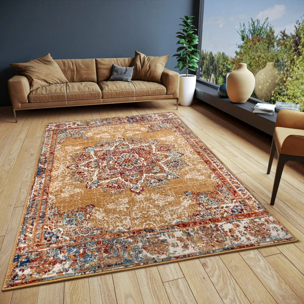 Covor »Maderno« cu design oriental auriu, fire scurte 120x170 cmo