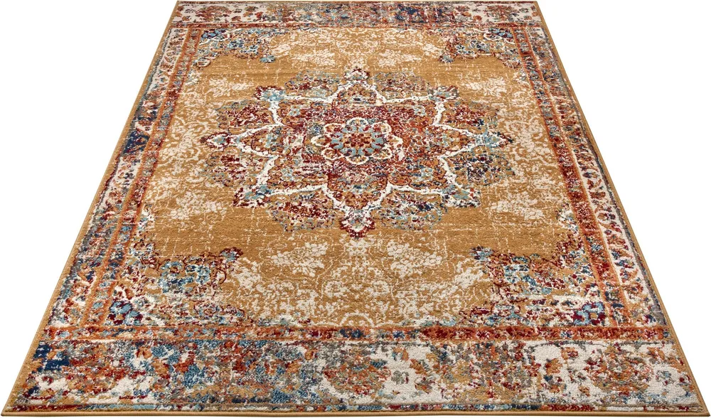 Covor »Maderno« cu design oriental auriu, fire scurte 140x200 cm