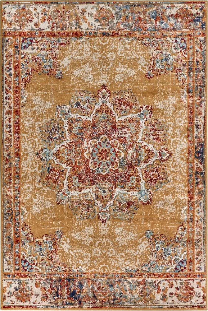 Covor »Maderno« cu design oriental auriu, fire scurte 140x200 cm