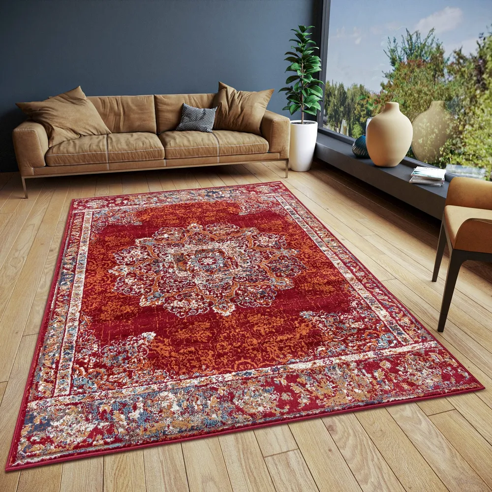 Covor »Maderno« cu design oriental roșu, fire scurte, 80x120 cm