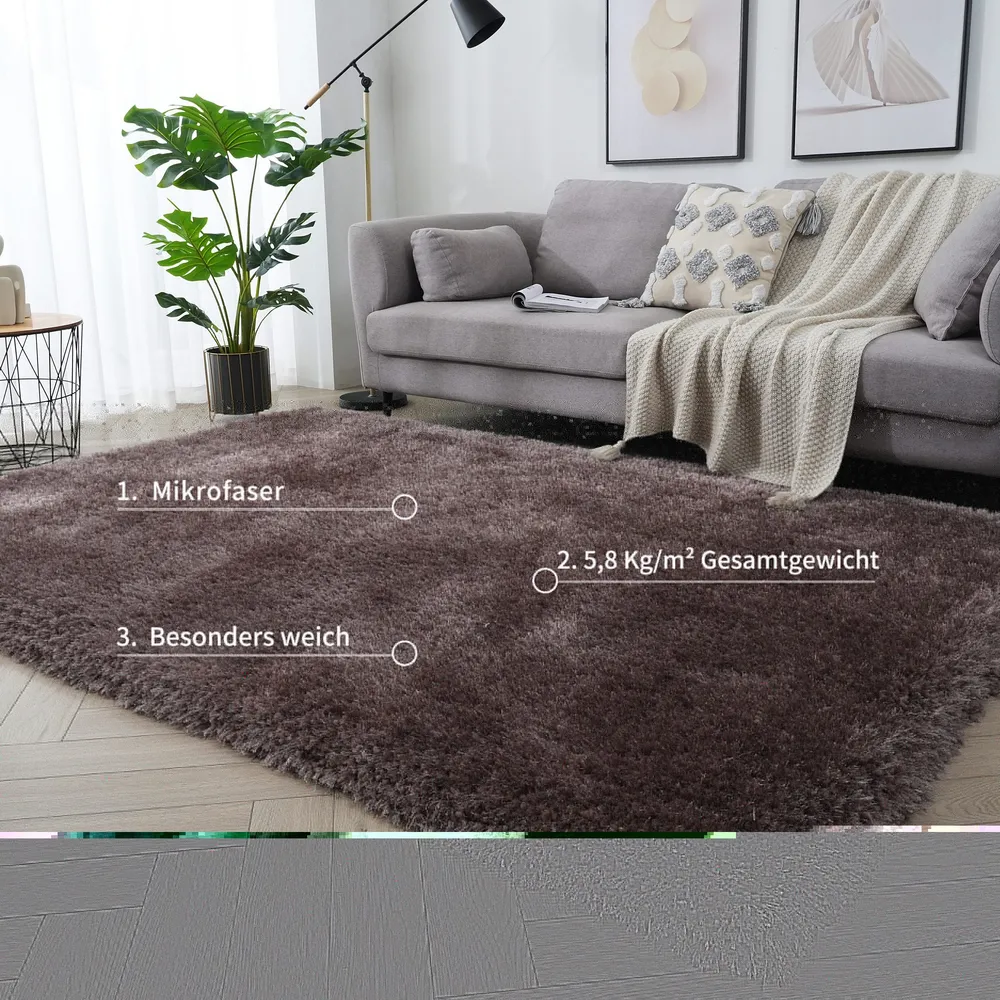 Covor Micro Exclusive maro foarte gros si pufos 80x150 cm
