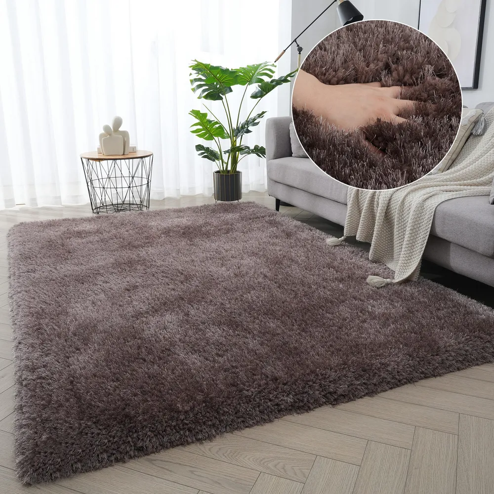 Covor Micro Exclusive maro foarte gros si pufos 120x180 cm