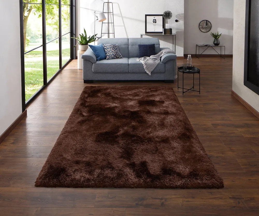 Covor Micro Exclusive maro inchis foarte gros si pufos, 160x230 cm