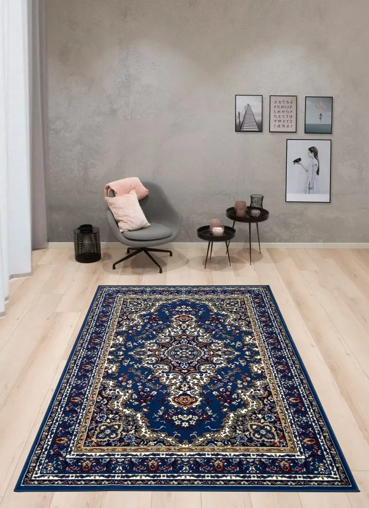 Covor Oriental cu chenar decorativ albastru, 240x330 cm