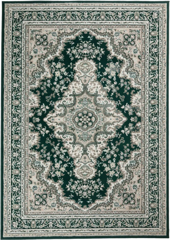 Covor Oriental DELAVITA verde inchis cu model traditional 80x150 cm