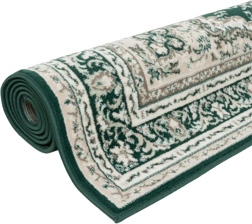 Covor Oriental DELAVITA verde inchis cu model traditional 160x230 cm