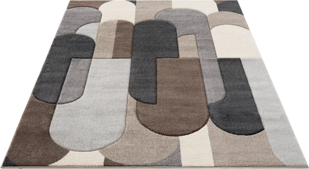 Covor »Pautz« cu model modern 3D, nuante de maro si gri, 80x150 cm