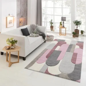 Covor »Pautz« cu model modern 3D, nuante de roz si gri 60x90 cm