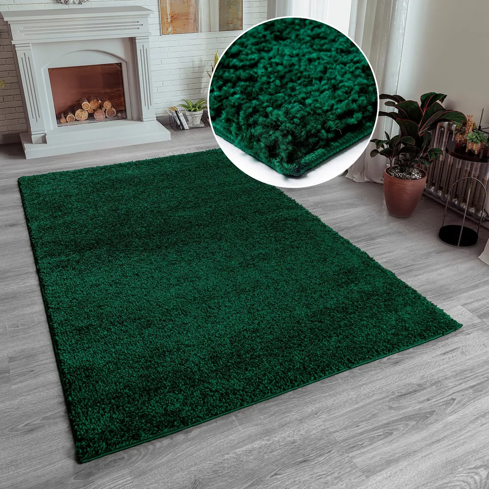 Covor pufos »Shaggy 30« verde, potrivit pentru podele incalzite 70x140 cm