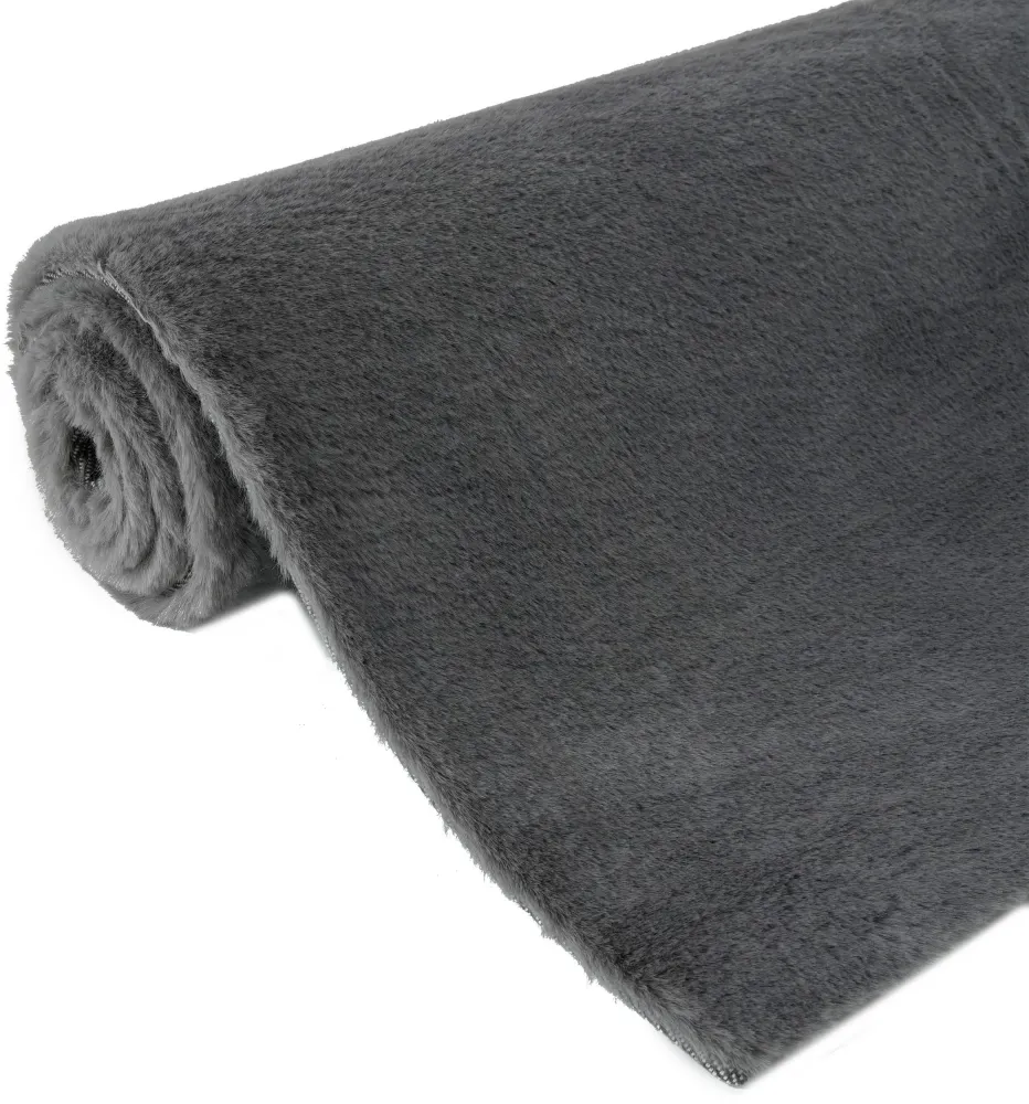 Covor »Rabbit« cu textura de blana antracit 80x150 cm
