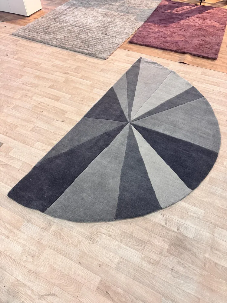 Covor »Rainbow« din lână pură gri 120x180 cm semicerc