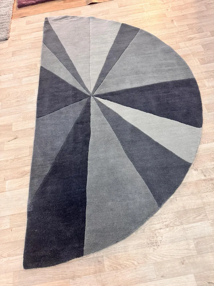 Covor »Rainbow« din lână pură gri 120x180 cm semicerc