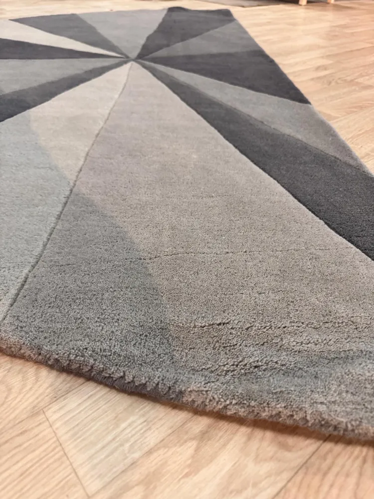 Covor »Rainbow« din lână pură gri 120x180 cm semicerc