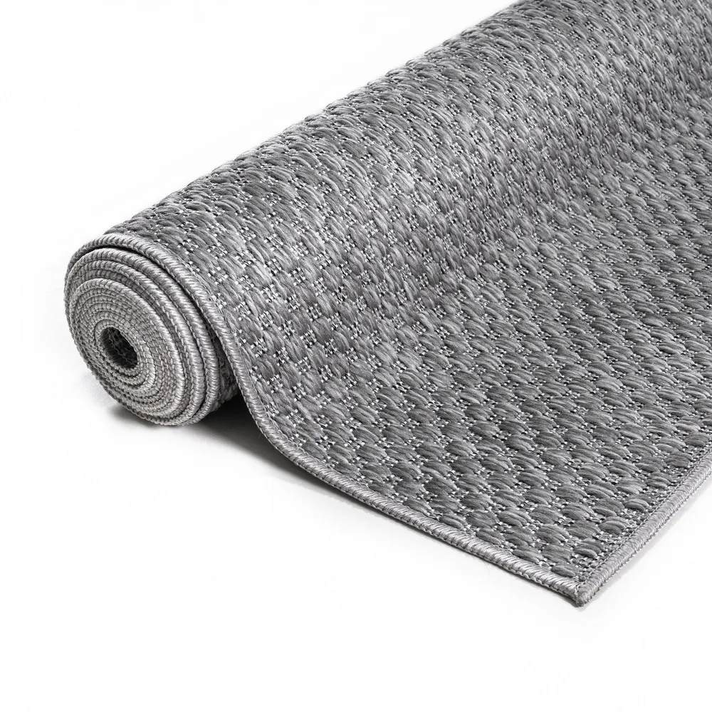 Covor Rhodos gri pentru interior și exterior, aspect de sisal 90x250 cm