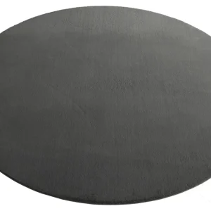 Covor rotund de blană sintetica »Balu« cu textura de blana antracit, 180 cm