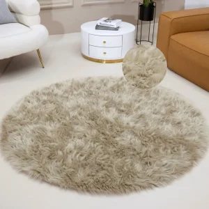 Covor rotund »Dena« din blană sintetica, foarte moale și pufoasă, 180 cm