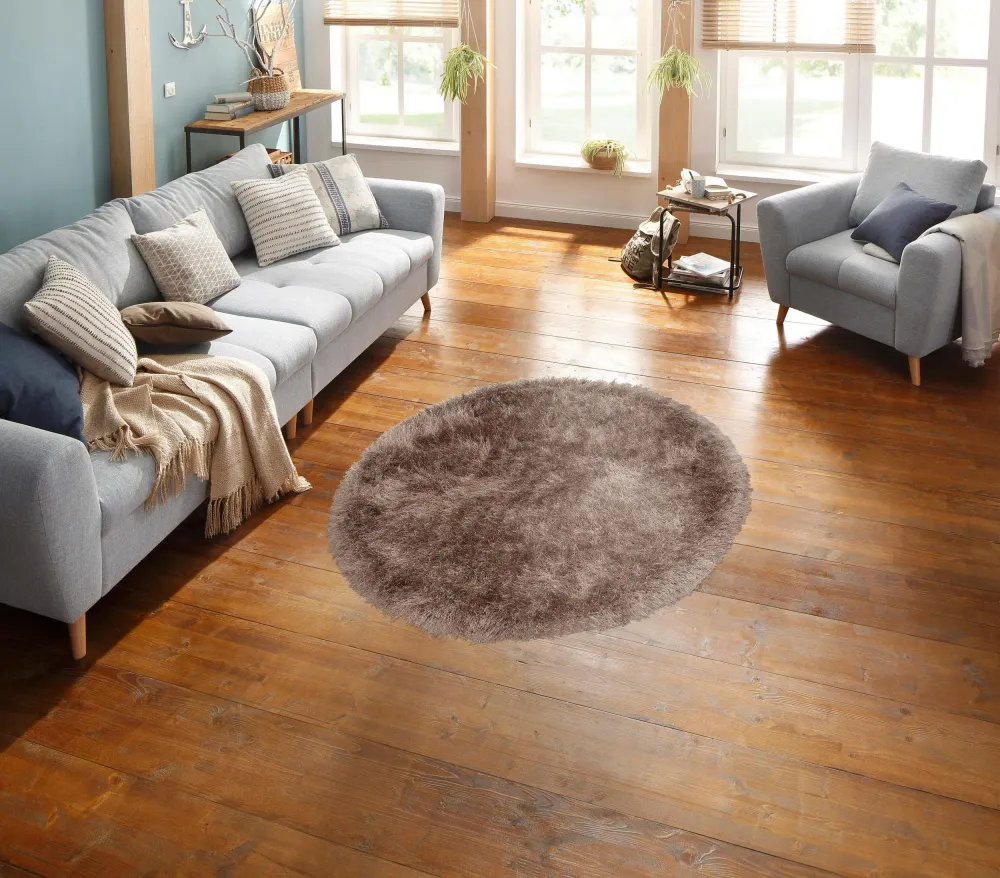 Covor rotund cu fire înalte Glossy 411, deosebit de moale, 120 cm