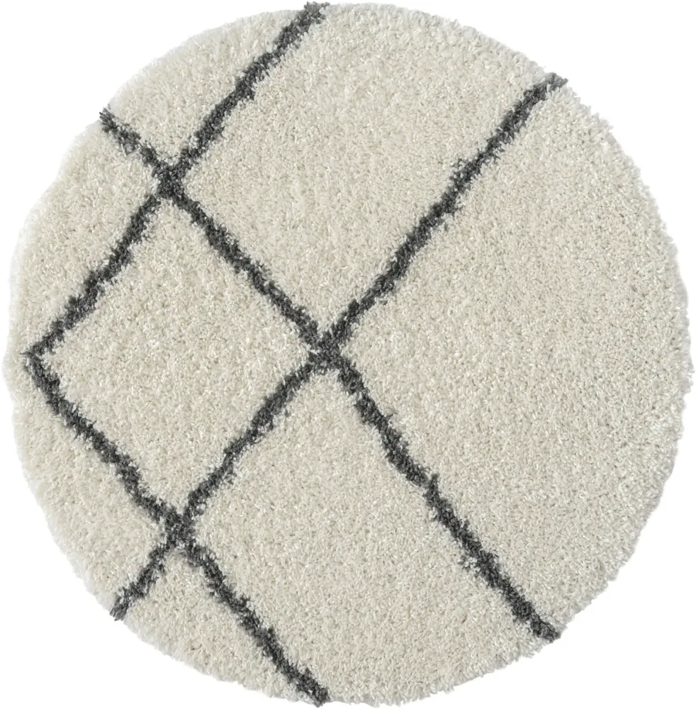Covor rotund cu fire înalte »My Shaggy Rhombus«, design scandi, 150 cm