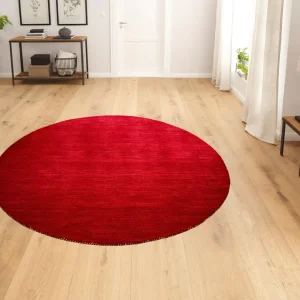 Covor rotund »Gabbeh uni« din lână pură roșu, 140 cm
