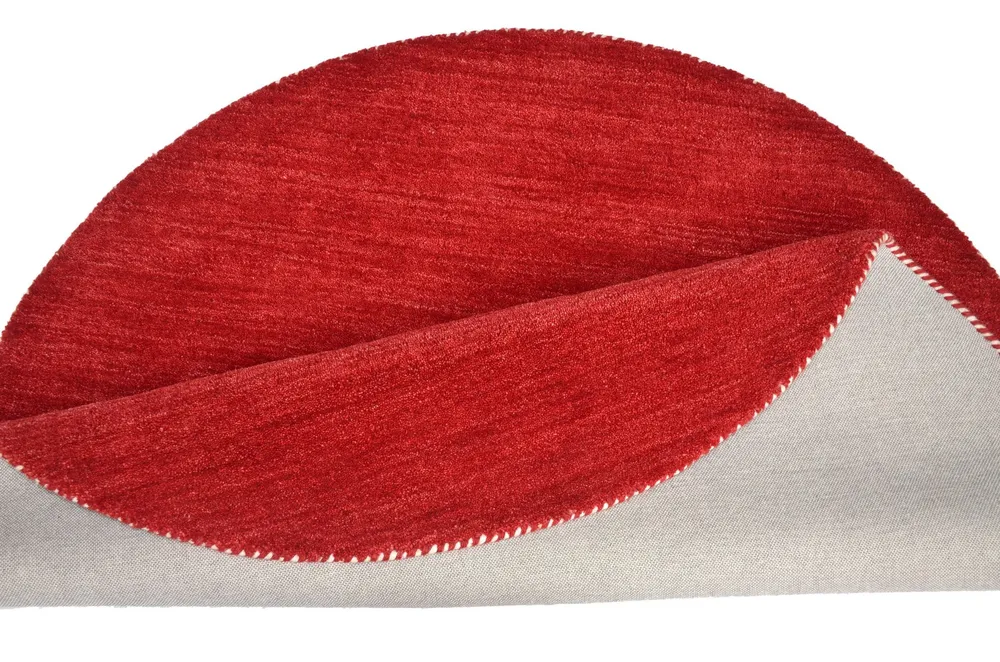 Covor rotund »Gabbeh uni« din lână pură roșu, 140 cm