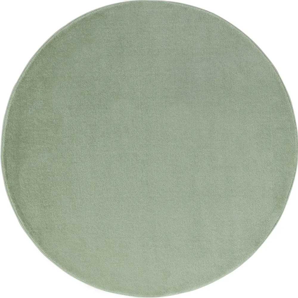 Covor rotund Granada culoare verde menta cu fire scurte, 120 cm