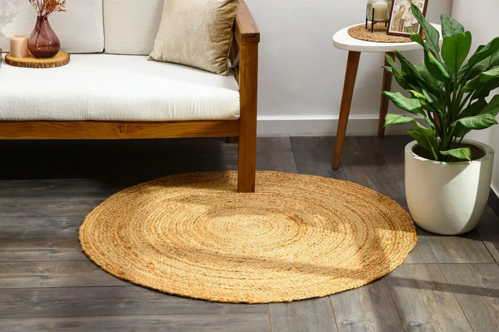 Covor rotund »Lola Collection« impletit din iuta naturala, 120 cm diametru