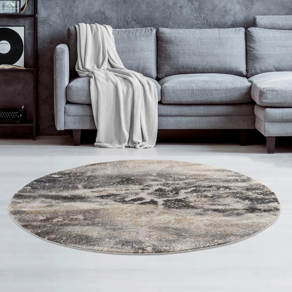 Covor rotund »Marble« gri cu suprafata 3D, izolator fonic, 190 cm