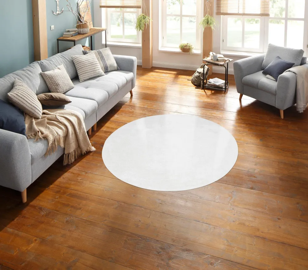 Covor rotund Micro Soft Ideal extra-pufos alb, 140 cm
