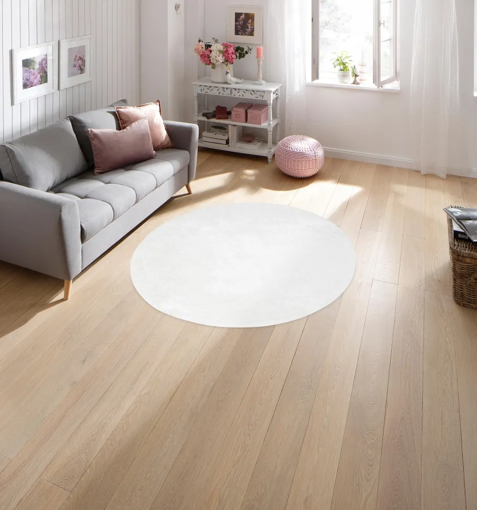 Covor rotund Micro Soft Ideal extra-pufos alb, 140 cm
