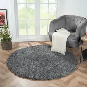 Covor rotund »My Shaggy« foarte pufos, gri inchis, 150 cm diametru