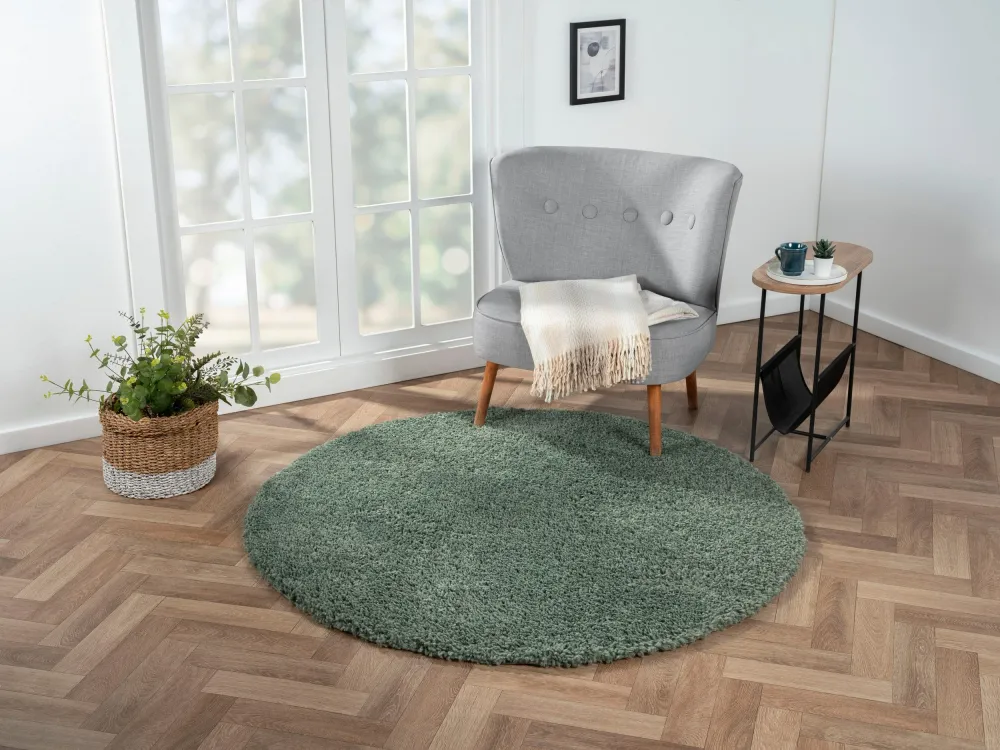 Covor rotund »My Shaggy« foarte pufos, verde, 150 cm diametru