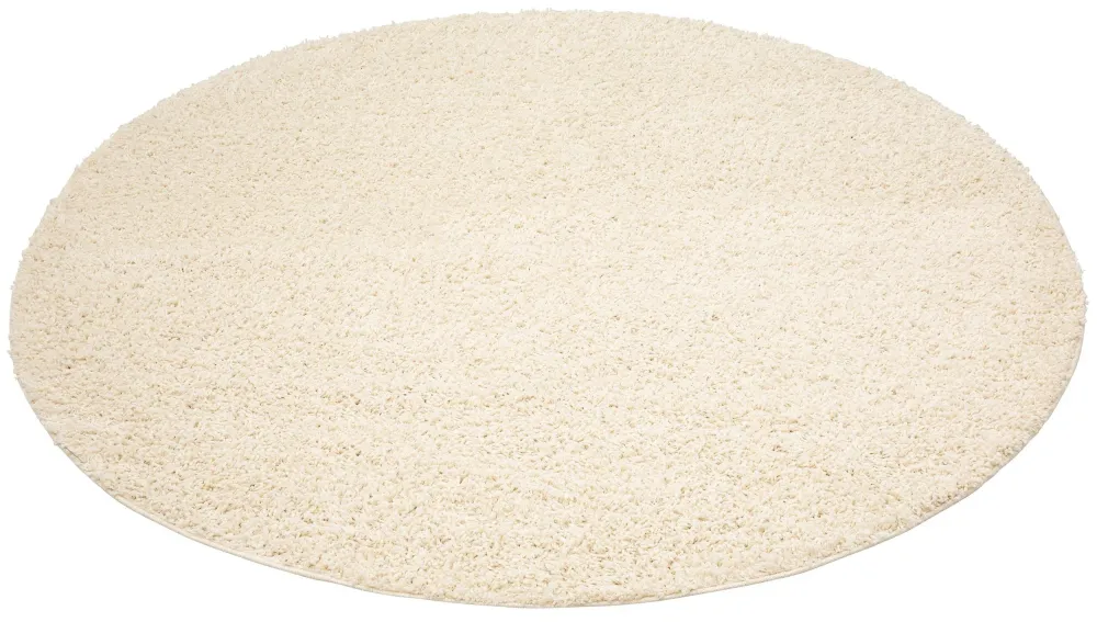 Covor rotund shaggy Saron foarte moale si pufos, crem, 140 cm diametru