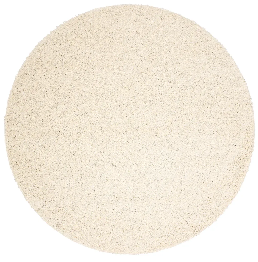 Covor rotund shaggy Saron foarte moale si pufos, crem, 140 cm diametru