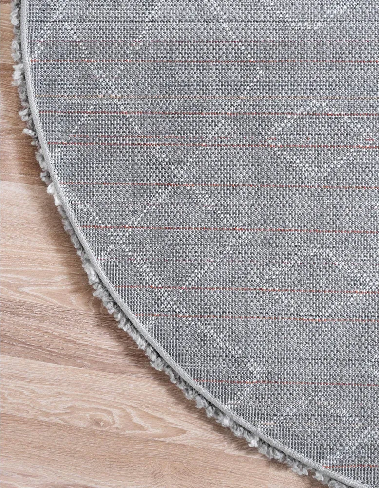 Covor rotund »Temara Shag« foarte pufos, gri 152 cm diametru