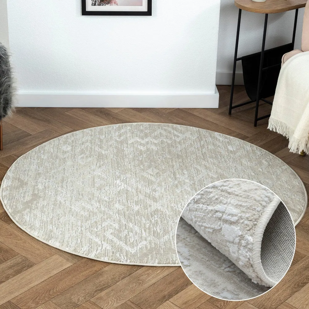 Covor rotund »My Type 2« cu fire scurte, model 3D, 120 cm diametru