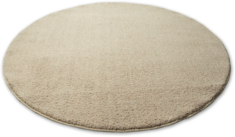 Covor rotund »Vince« foarte moale si pufos, culoare nisipiu, 140 cm