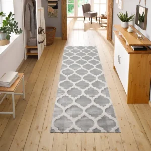 Covor traversă Fenris cu model geometric 3D, gri 67x230 cm