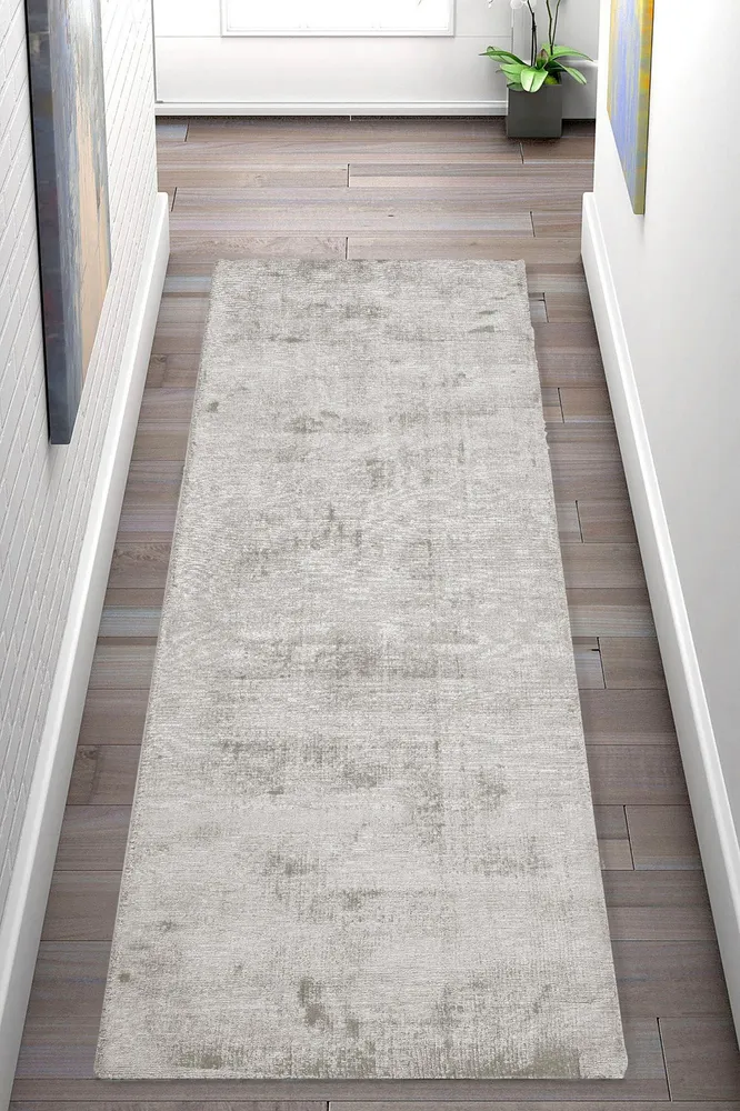Covor traversă »Shirley« din viscoza cu aspect matasos, gri 67x230 cm