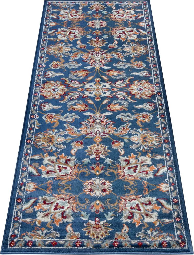 Covor traversa »Caracci« cu design oriental albastru, fire scurte, 80x240 cm