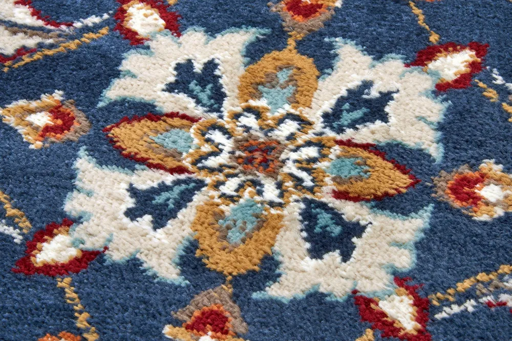 Covor traversa »Caracci« cu design oriental albastru, fire scurte, 80x240 cm