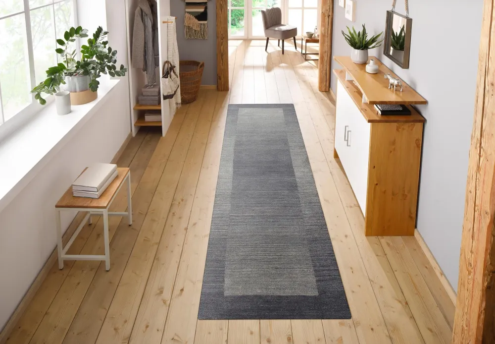 Covor traversa »Gabbeh Super« din lână pură gri, 70x240 cm