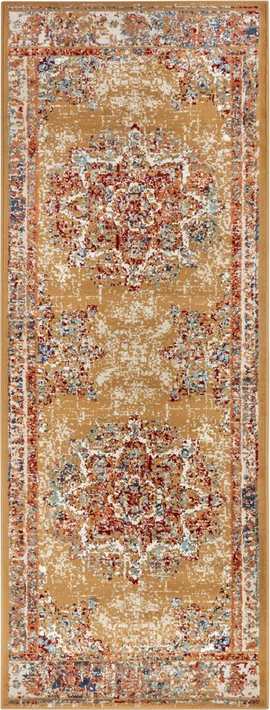 Covor traversa »Maderno« cu design oriental auriu, fire scurte 80x240 cm