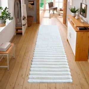 Covor traversa »Melanie« de blana sintetica cu model 3D alb, 67x230 cm