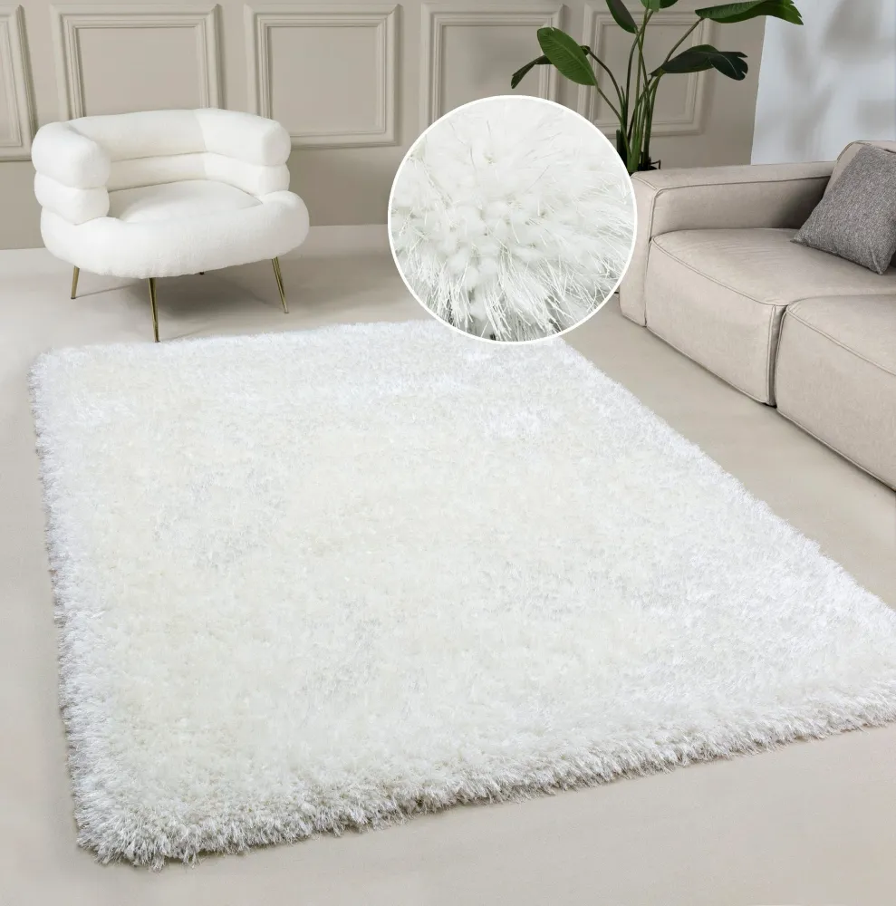 Covor traversa Micro Exclusive alb foarte gros si pufos 60x90 cm